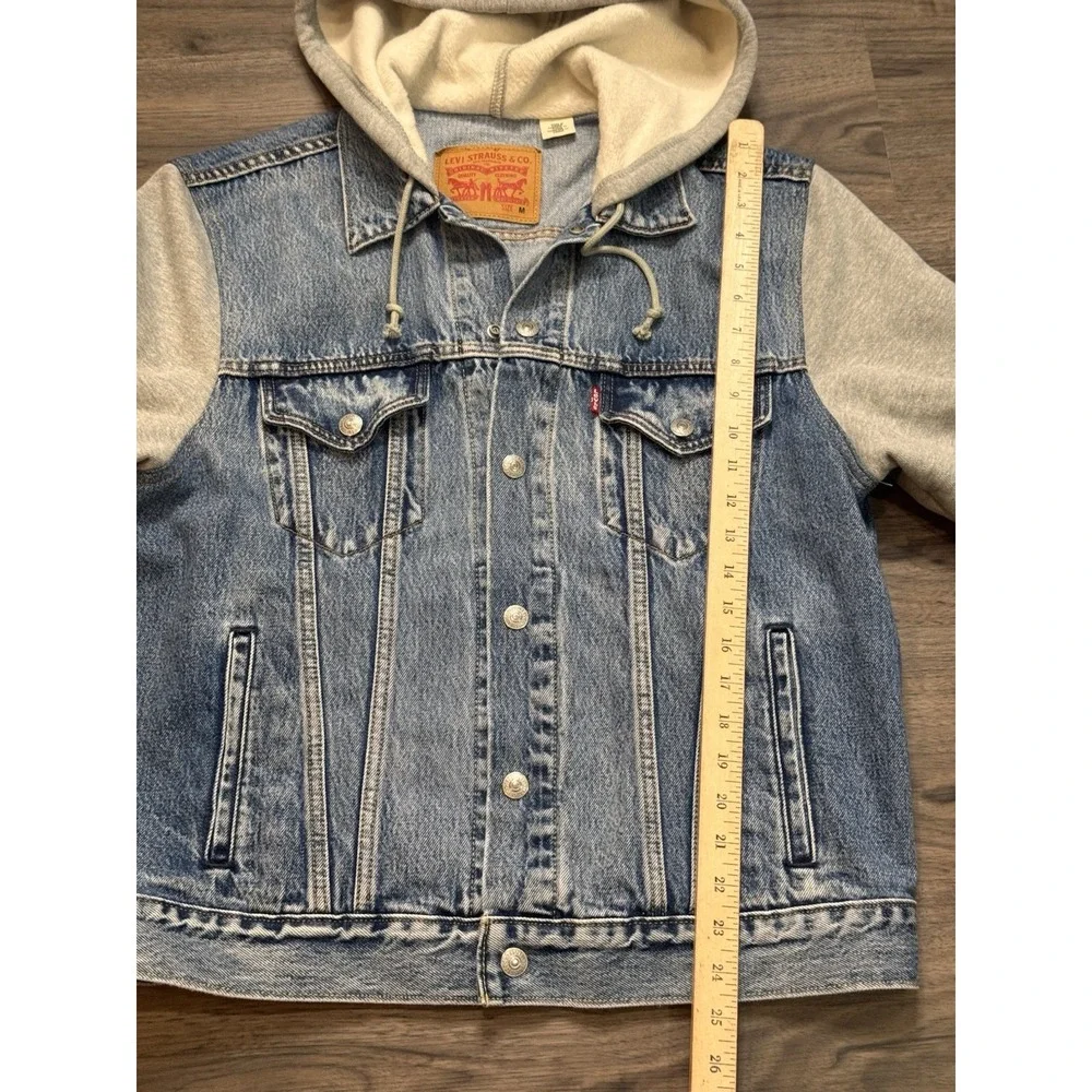 Levi's Trucker Jacket M Y2K Streetwear Hybrid Hoodie Denim Fleece Blokecore